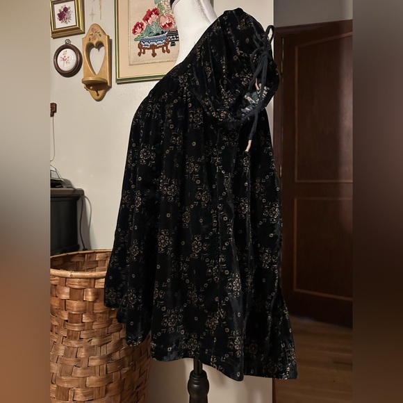 Free People summer camp velvet tunic dress with puff sleeves and ties - Picture 6 of 16